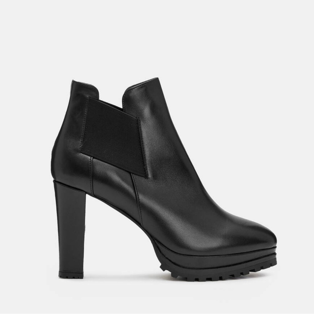 All Saints Platform High Heeled Leather Boots
